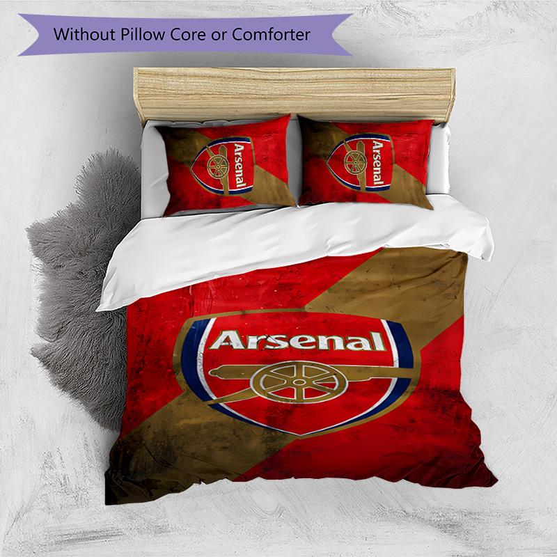 3pcs Football club logo pattern bedding set duvet cover set includes duvet cover &pillowcases,perfect all season bedroom decoration&gift