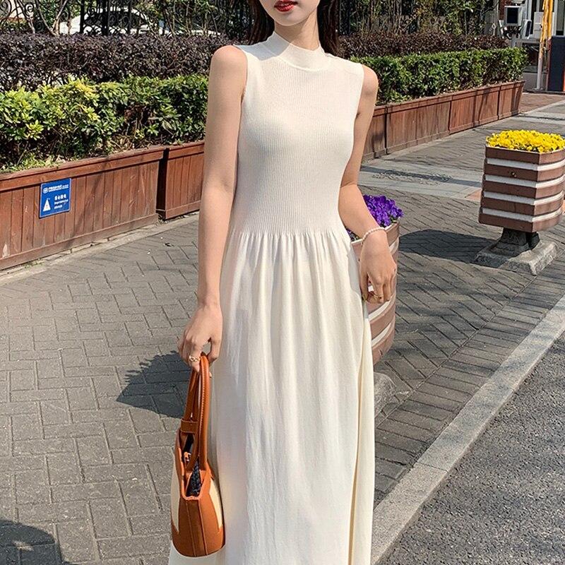 2023 Casual Sleeveless Long Dress Women Outfits Bodycon Dress  Elegant Party Dresses Women Apricot Black Summer Dress 26648