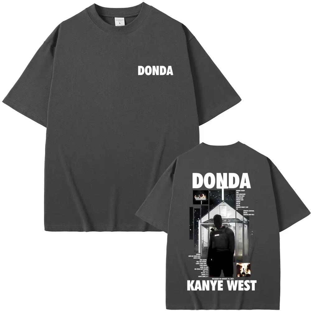 Футболка с узором Donda Канье Уэста Унисекс Хип-хоп Мода Поп-музыка Мужская Повседневная Летняя Винтажный Топ Женские и Мужские Футболки