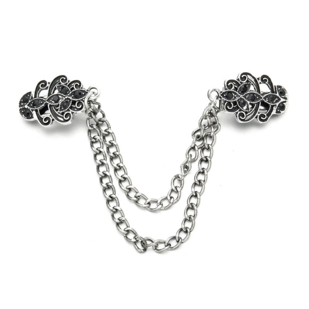 3Pcs 2023 New Cloak Brooch Vintage Flower Chain Cardigan Clip Sweater Clip Waist Clip Pointed Clip