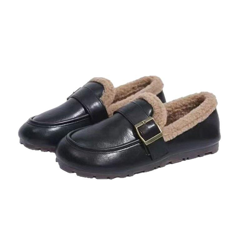 Мао Мао обувь зимняя Birkenstocks на плоской подошве с мягкой подошвой с кожаной отделкой вязаные ботинки-чулки хлопковые туфли