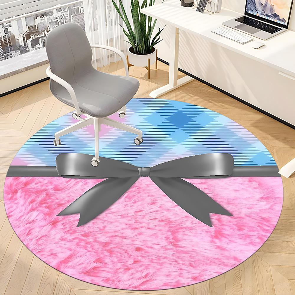 1pc Fuzzy BowChair Carpet for Office, Indoor Non-Slip Washable Polyester Fiber Carpet, Mat For Office, Machine Washable