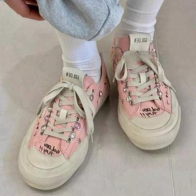 Модные балетки Осенние Новые Круглый Носок Цветные Блоки С Принтом Шнуровка Спереди Мягкая Подошва Противоскользящие Износостойкие Кроссовки