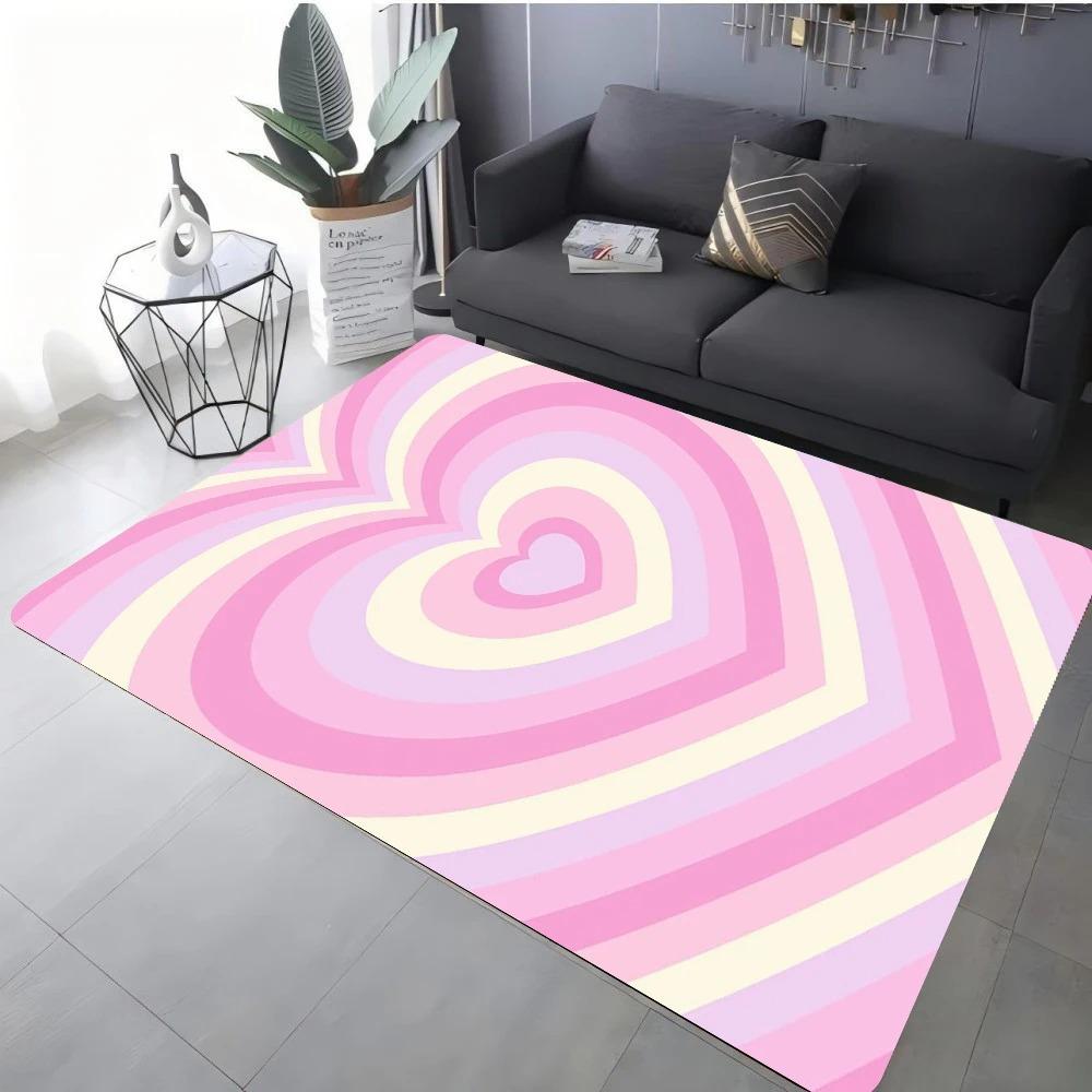 Modern Star Heart Print Rug For Living Room Sofa Bedroom Floor Non-Slip Cozy Home Decor Gift