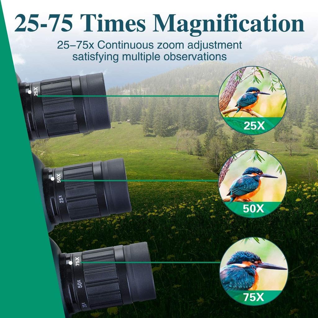 25-75x60 Мощный зрительная труба Монокуляры Зум Телескоп Бинокль Bak4 FMC Водонепроницаемый Со штативом Телескоп для наблюдения за птицами