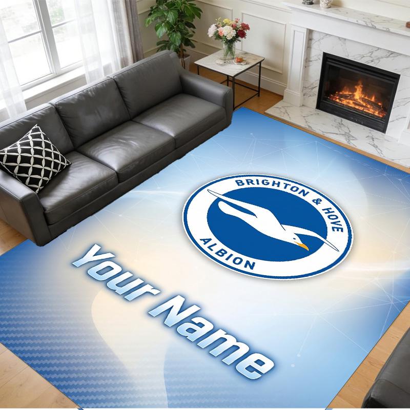 Crystal Velvet Rug Custom Name Text, Soft Non Slip Floor Mat Home DecorBrighton & Hove Albion Football