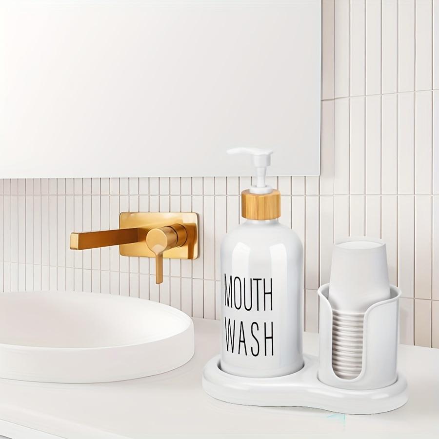 3 шт. дозатор для ополаскивателя для полости рта в ванной с подстаканником, бутылка на 16 унций с насосом, держатель для бумажного стакана, стаканчики для ополаскивателя для полости рта, многоразовые