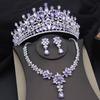 Фиолетовые хрустальные тиары и ожерелье, серьги, корона, свадебные наборы, украшения, принцесса, королева, невеста, свадебное платье, костюмные аксессуары