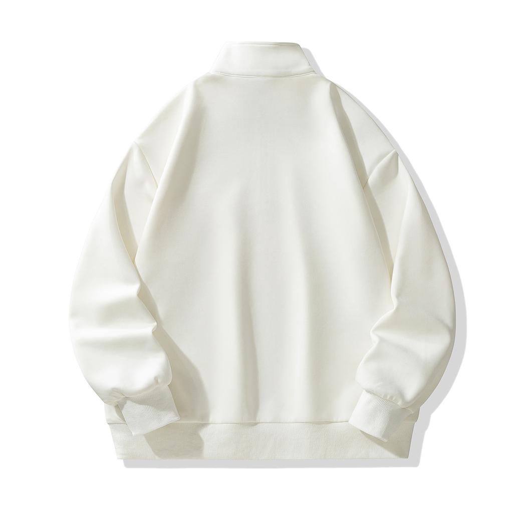 Мужской осенний однотонный универсальный свободный модный брендовый свитер-свитшот с воротником-стойкой в стиле кэжуал