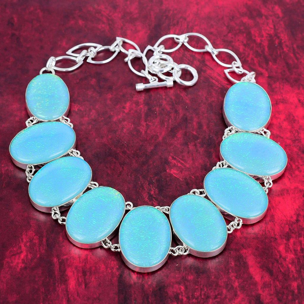 Ювелирные изделия из синего австралийского опала, комплект ювелирных изделий из чистого серебра 925 пробы ручной работы, красивые украшения из опала, изысканный браслет и ожерелье из драгоценных камней