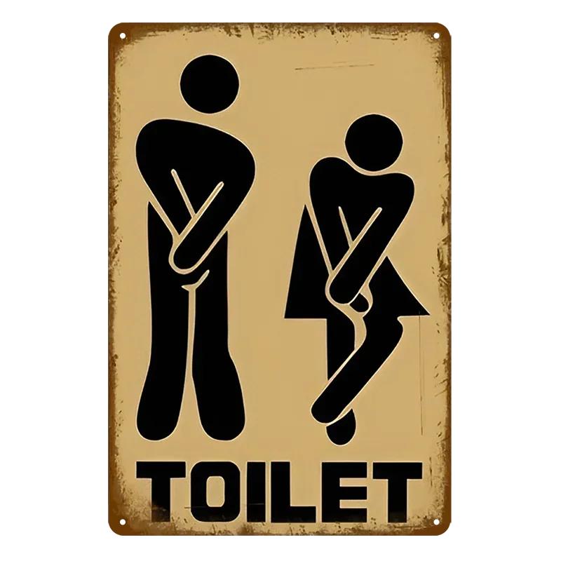 Мужчина Леди Смешной WC Знак Металлический Плакат Туалетная Тарелка Табличка KTV Бар Магазин Ванная Комната Декор Стены Фреска Домашнее Украшение 8 X 12 Дюймов