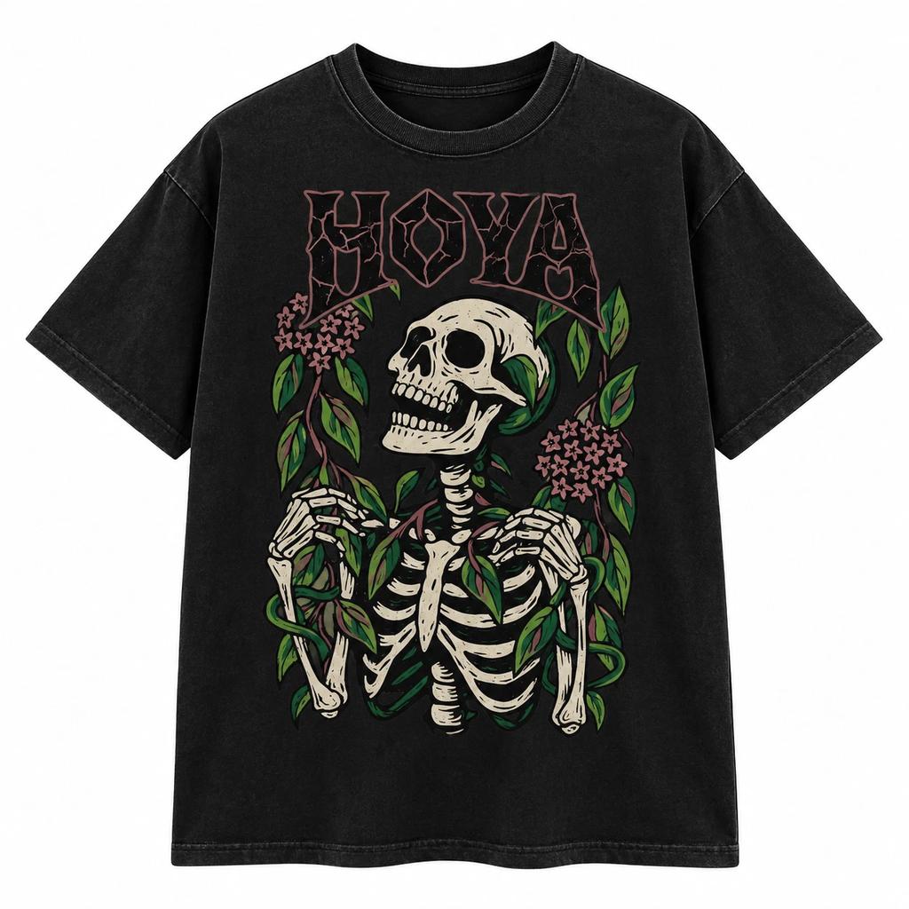 Hoya Vine Skeleton Shirt Gothic Botanical Skull Tee Gildan Comfort Colors