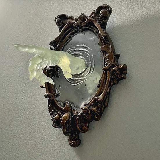 Настенная скульптура «Призрак в зеркале», настенная табличка «Призрак в зеркале», готическое спектральное настенное украшение для Хэллоуина, домашний декор