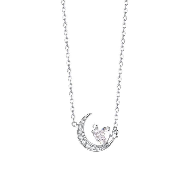 Серебряное ожерелье Beixi S925 Звезда-Луна-Сердце - Роскошное Дизайнерское Украшение