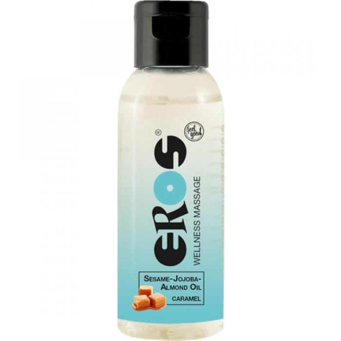 Massage Oil - EROS WELLNESS - Caramel - 50ml - Vanilla Flavor - Sesame, Jojoba, Almond