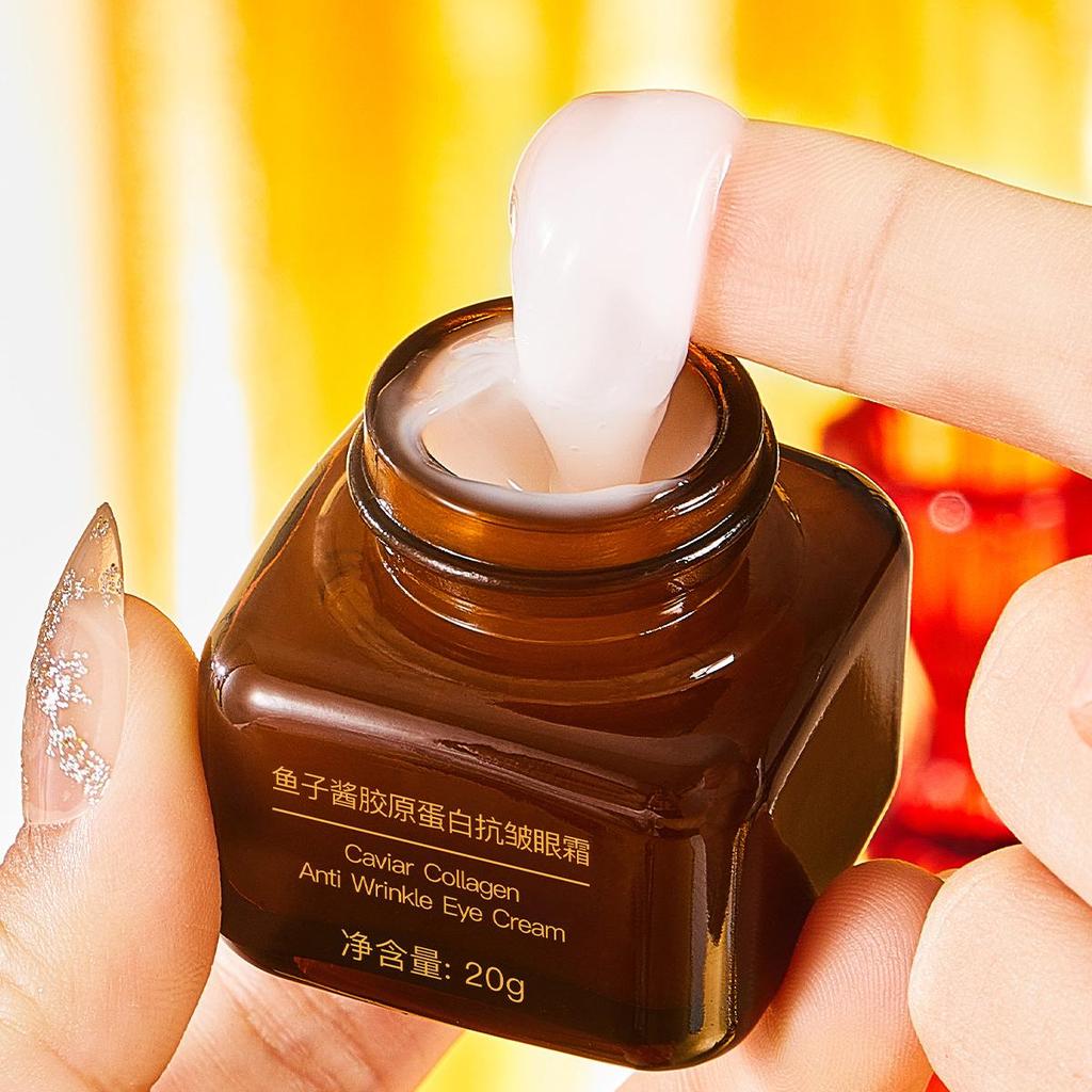 Охлаждающий коллагеновый крем для глаз против морщин с икрой: Укрепляющее средство от темных кругов и мешков под глазами