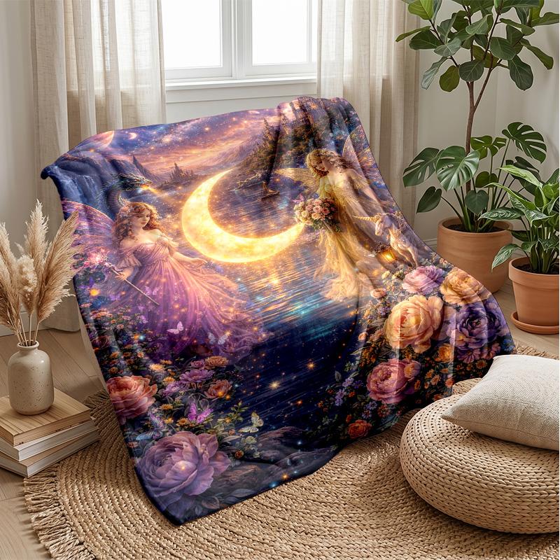 Magical Princess in Sparkling Dress Theme blanket Lightweight Warm Flannel Blanket Decorative Throw Blanket for Home Decoration