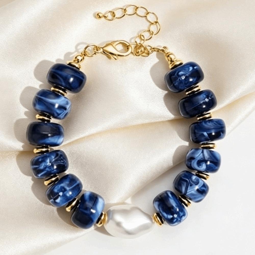 Chunky Beads Resin Bracelet Pearl Accent Handmade Jewelry Statement Beaded Bracelets For Women