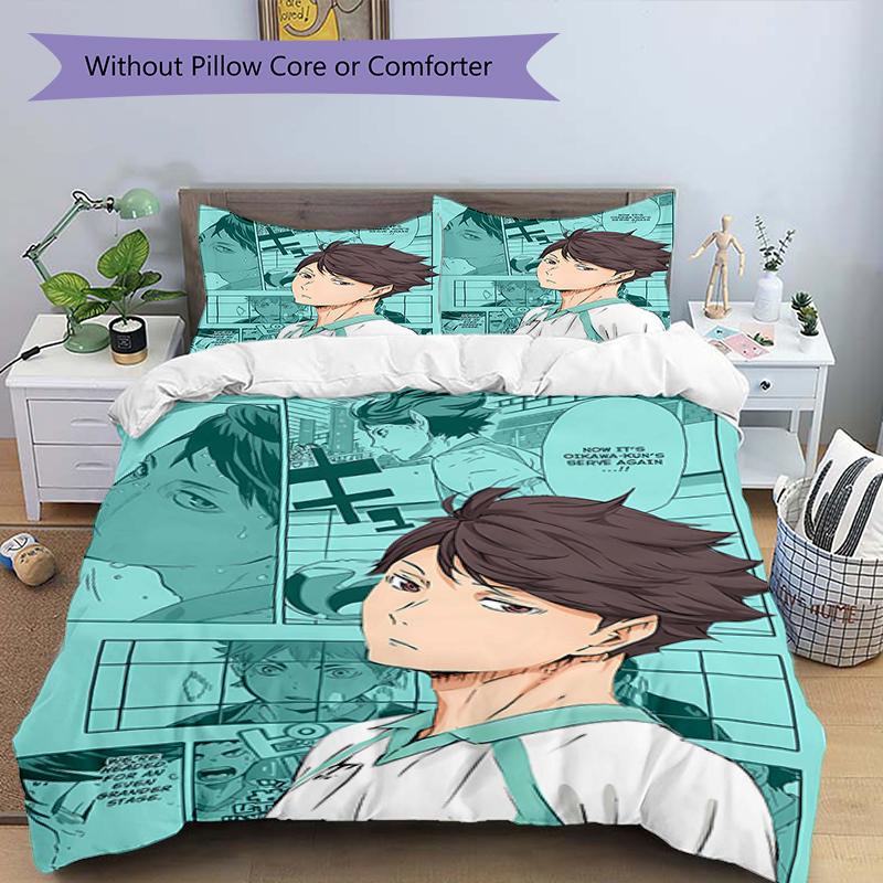 3pcs Oikawa Tooru2 Design Cover Set - HD Printed Bedding with 1 Cover and 2 Pillowcases - Perfect for Home and Dorm Decor