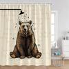 Забавные шторки для душа с медведем, купающийся медведь, узор из деревянных досок, тканевый декор для ванной комнаты, силуэт медведя, деревенская занавеска для ванной с крючками