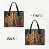 Vintage Library Book Pattern Tote Bag for Women Stylish Casual Daily Shoulder Bag Lightweight Reusable Shopping Handbag