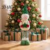 Standing Snowman Decor Christmas Plush with Extendable Legs, Sequins Hat Holding Star Table Centerpieces Doll, Long Legs Xmas Decoration Retractable