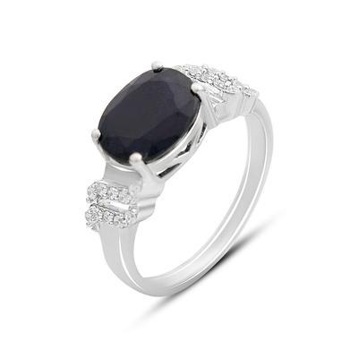 Серебряное кольцо с натуральным сапфиром 3.507ct, фианитами, вес изделия 3,39 гр (2162667)