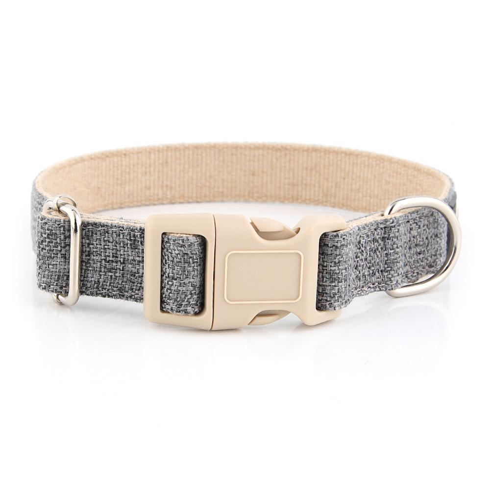 Luxury Cotton Velvet Adjustable Pet Collar Plaid Print Lightweight Dog Collar with High-quality Plastic Buckle