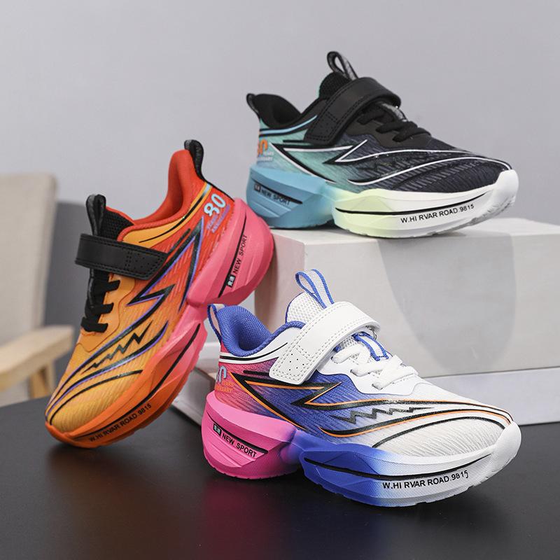 2025 Summer New Mesh Running Shoes Boys and Girls Children's Shoes Shock Absorption Rebound Breathable Physical Education Wear-resistant Running Shoes