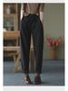 2025 Women's Elastic Waist Cotton Twill Harem Pants - Western Casual Style, Solid Color with Fashion Buttons