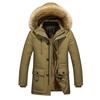 Winter Men's Large Fur Collar Hooded Mid-length Cotton Coat Plus Fleece Cotton Jacket Large Size Casual Cotton Coat