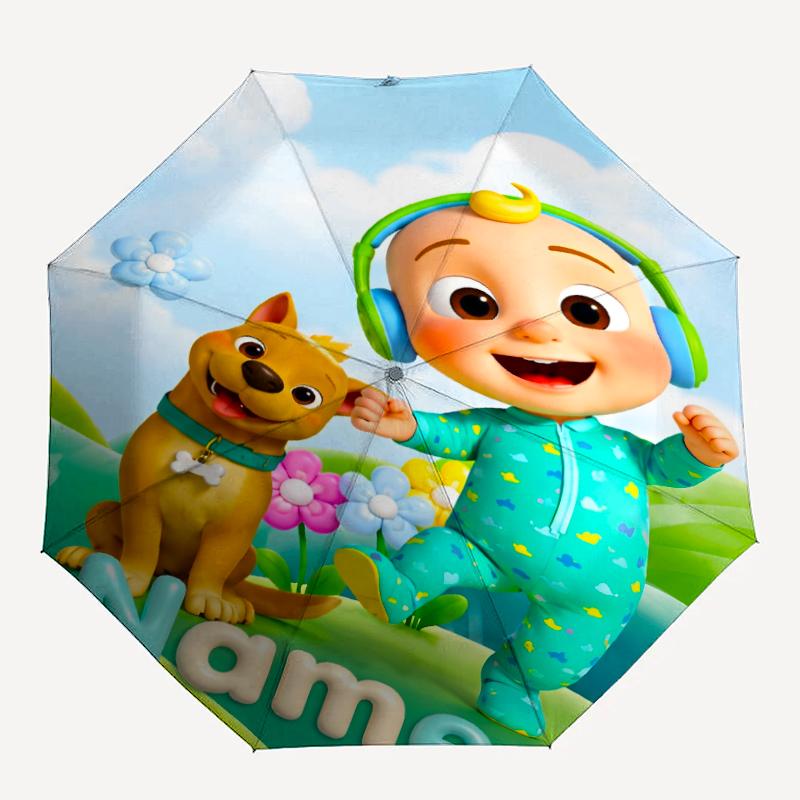 Custom Name Cocomelon Theme Automatic Umbrella, Lightweight & Portable, 8 Rib, Perfect for Outdoor Travel, Birthdays, Christmas, Gifts.