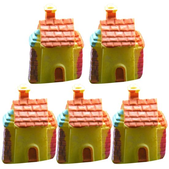 5Pcs Cottage Miniature Ornamental Weather-resistant Resin Micro Landscape Mini Garden Statue for Backyard