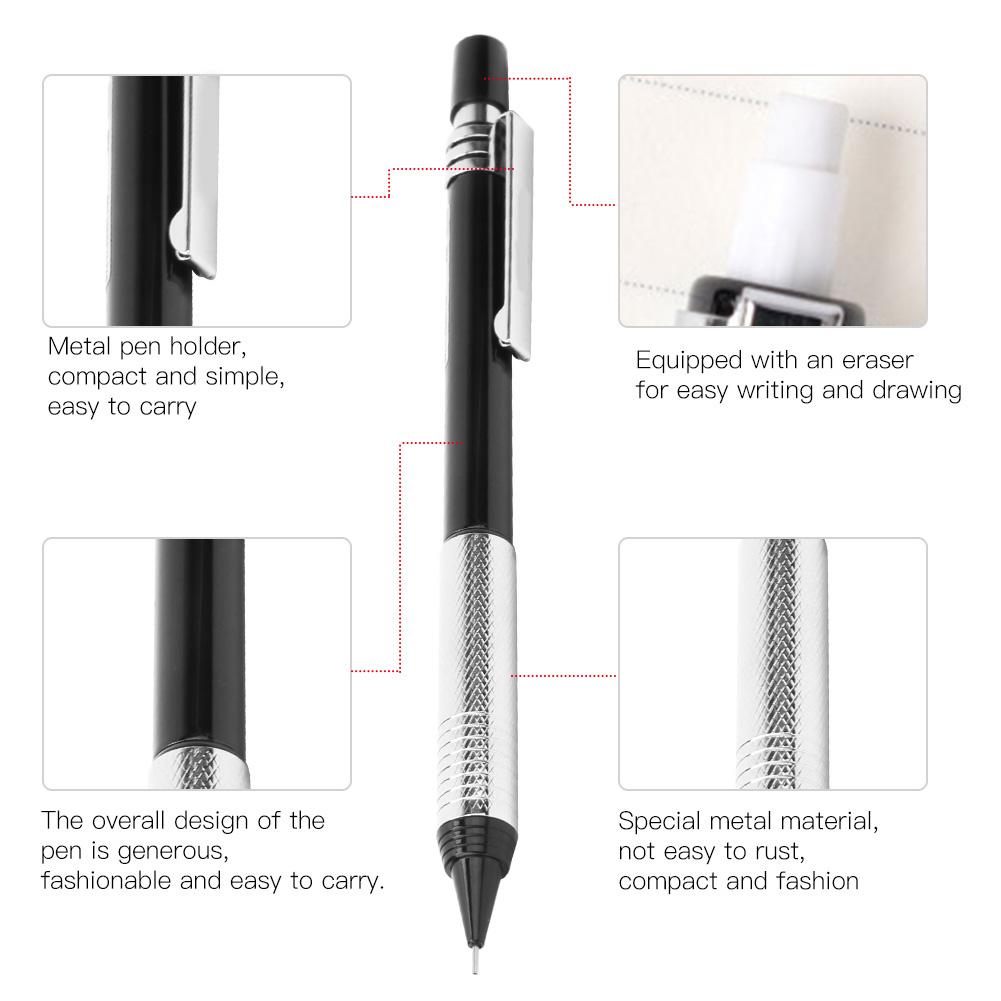 Mechanical Pencil 2B Metal School Students Stationery Art Sketch Automatic Writing Tool