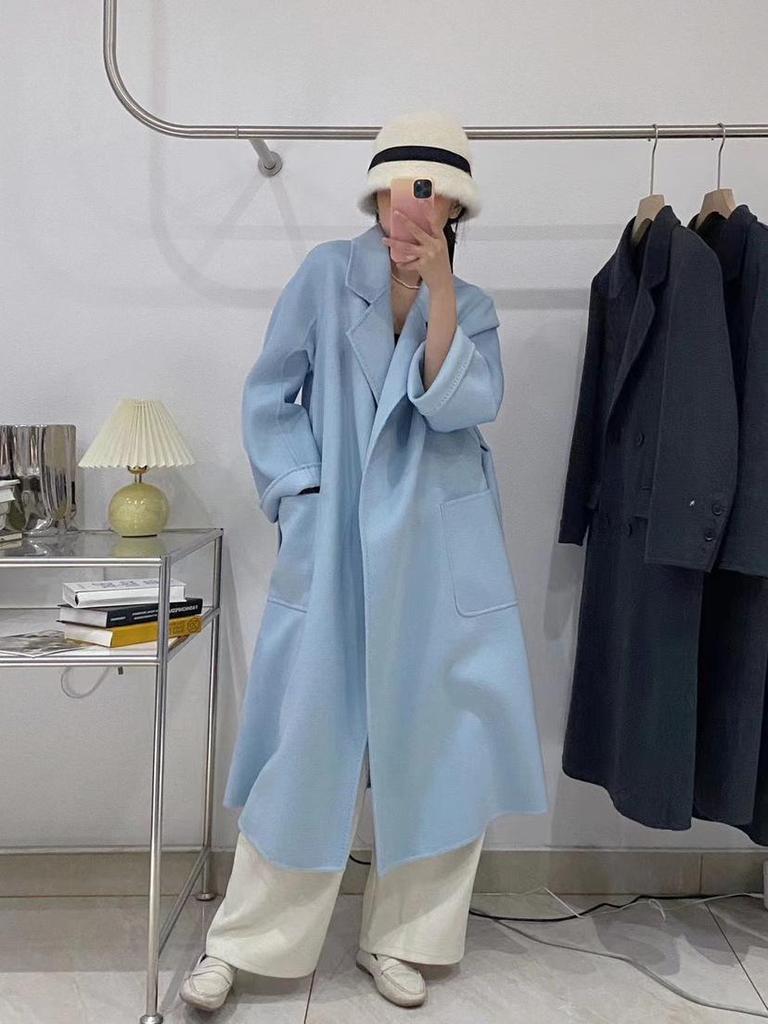 Пальто женское двустороннее кашемировое M Family с эффектом водной ряби, премиум-класса