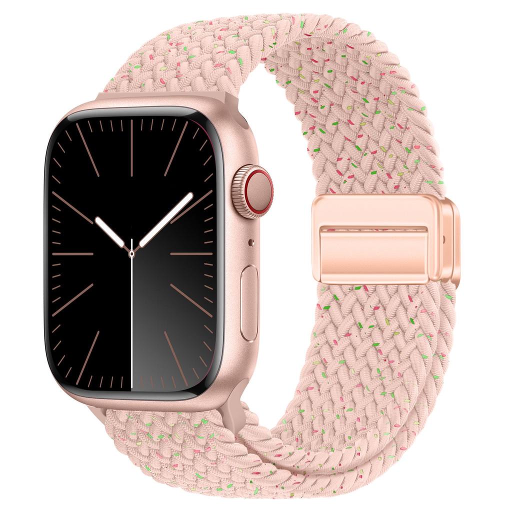 Эластичный радужный нейлоновый плетеный ремешок для Apple Watch с магнитной застежкой