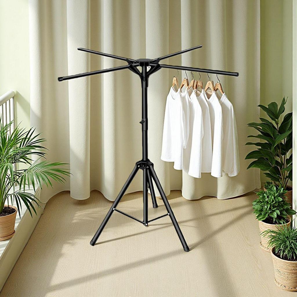 Compact Foldable Clothes Drying Rack - Space-Saving Balcony & Floor Stand for Simple Hanging