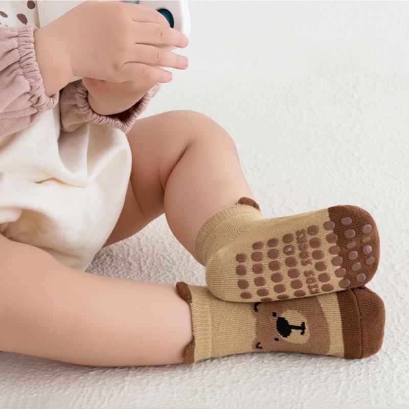 Носки для малышей, носки для девочек и мальчиков, нескользящие носки для новорожденных, для девочек и мальчиков, осень-зима, толстые, теплые, мягкие, с мультяшным принтом, детские носки