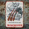 Винтажная металлическая жестяная вывеска Winchester Охота Сцена с крупной дичью Настенное искусство 8x12 дюймов