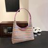 Rainbow Straw Shoulder Bag for Women Large Capacity Beach Holiday Style Bag Crossbody Bag