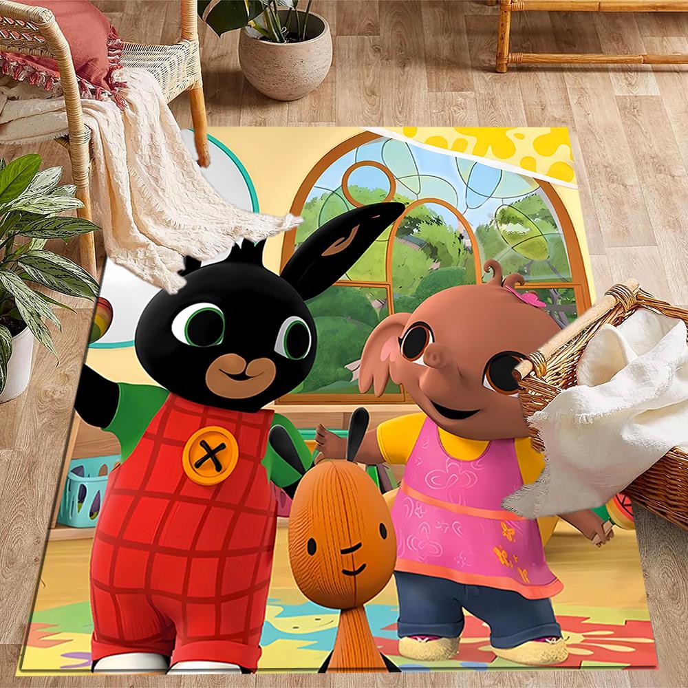 Bing And Friends In Garden Themed Anti-Slip Rugs - Polyester Home Decor, Suitable for Bedrooms, Living Rooms, Doorways, Studios, and Decorations