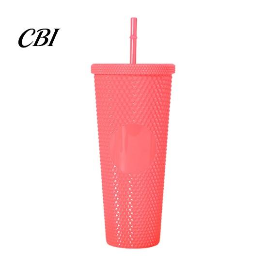Water Stain Resistant Cup Plastic Bottle, with Straw And Lid, Reusable Cold Drink Tumbler, Eco-friendly Coffee Wide Mouth Sequin Effect Travel