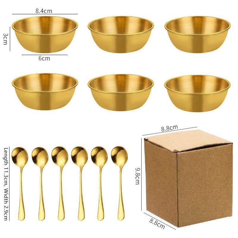 Stainless Steel Sauce Dish Spoon Set Stackable Food Safe Dipping Plate for Kitchen Dinner Party BBQ Sushi Tableware