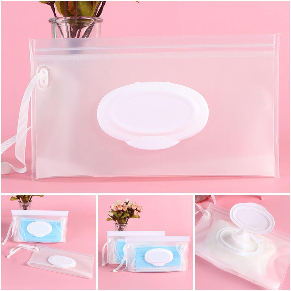 Easy-carry Snap Strap Cleaning Wet Wipes Bag Mask Case Cosmetic Container Napkin Storage Pouch