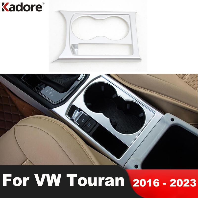 Car Front Console Water Cup Holder Frame Cover Trim For Volkswagen VW Touran 2016- 2024 Matte Interior Accessories
