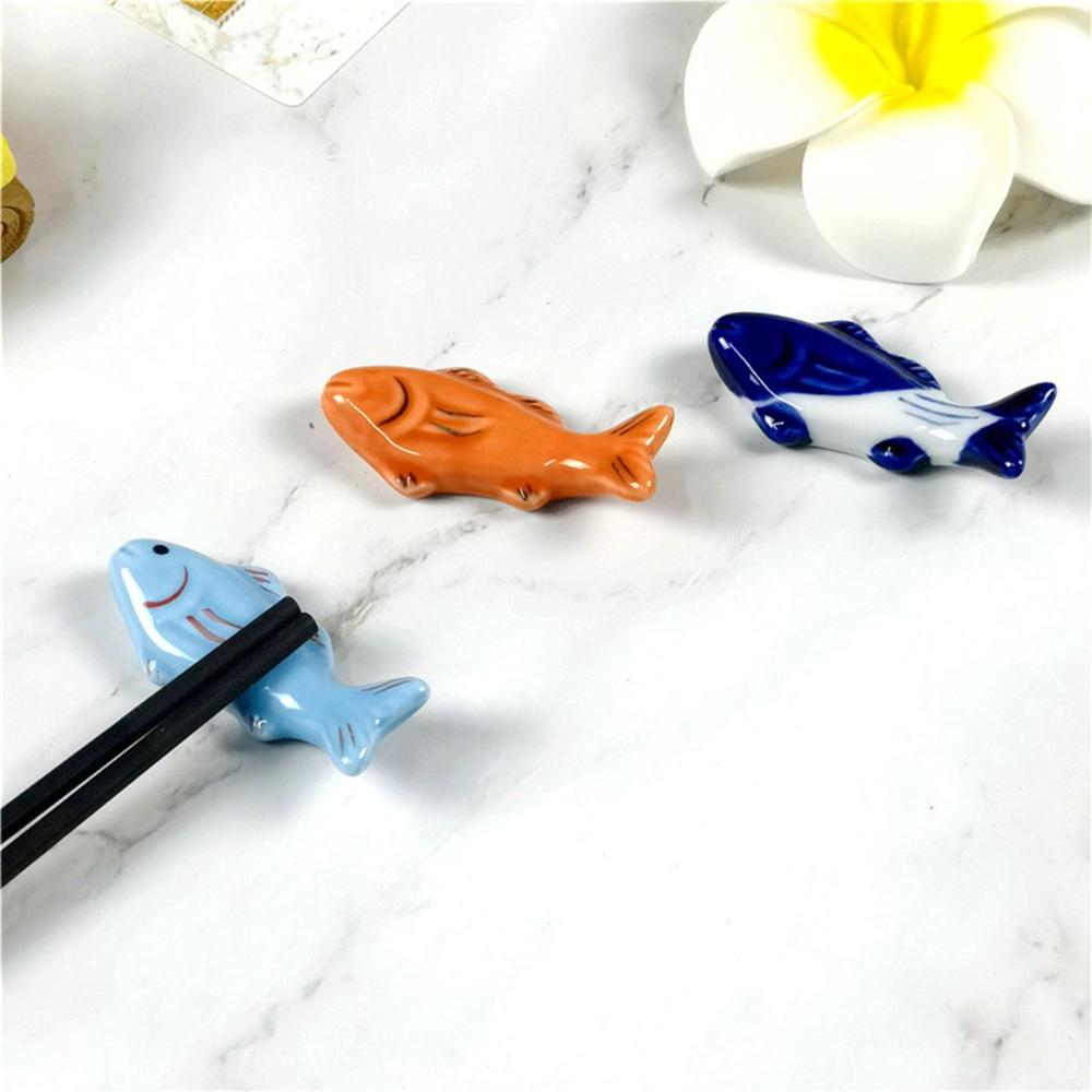 Fork Fish Shaped Cute Ceramic Chopstick Rest Chopsticks Holder Dinnerware Stand Tableware Rack