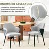 Set of 2 grey fabric dining chairs. Height 83 cm, backrest color-accented combination of fabric and black PU, cross-shaped metal support legs.