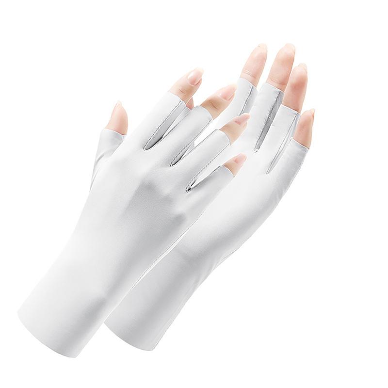 1 пара летних анти-УФ-перчаток без пальцев, чистые цветные ледяные лоскуты, дышащие тонкие солнцезащитные варежки, перчатки для дизайна ногтей, устойчивые к УФ-излучению