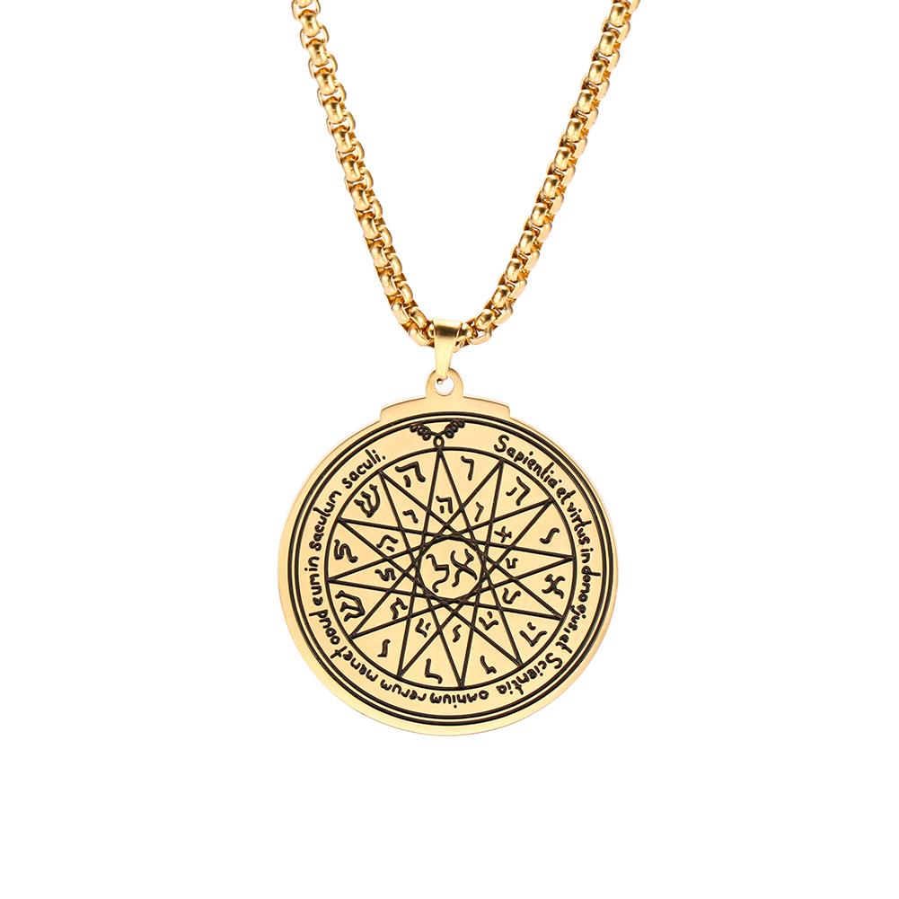 Key of Solomon Necklaces Pentacle of the Sun Mercury Jupiter Alpha Master of EternityTalisman Stainless Steel Necklaces