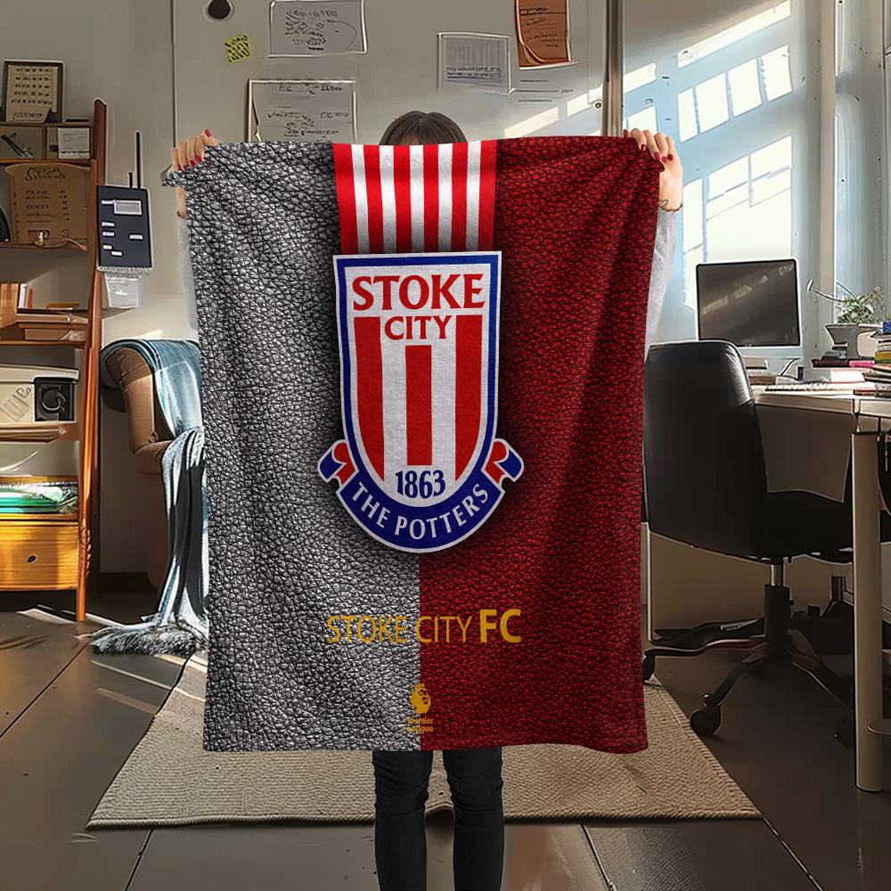 Stoke City Football Club Print Flannel Blanket, High quality Comfortable for All Seasons, Home Decor, Warmth and Comfort